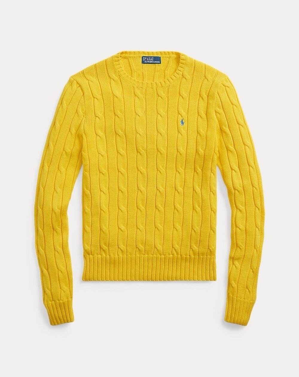 POLO Ralph Lauren Women’s Cable-Knit Cotton Crewneck Sweater Yellow Size Small